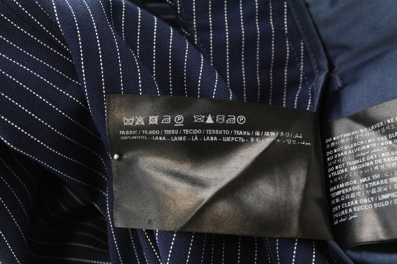 SUISTUDIO Robin Women's Trousers UK6R Wool Striped Blue Pleated Slim Formal