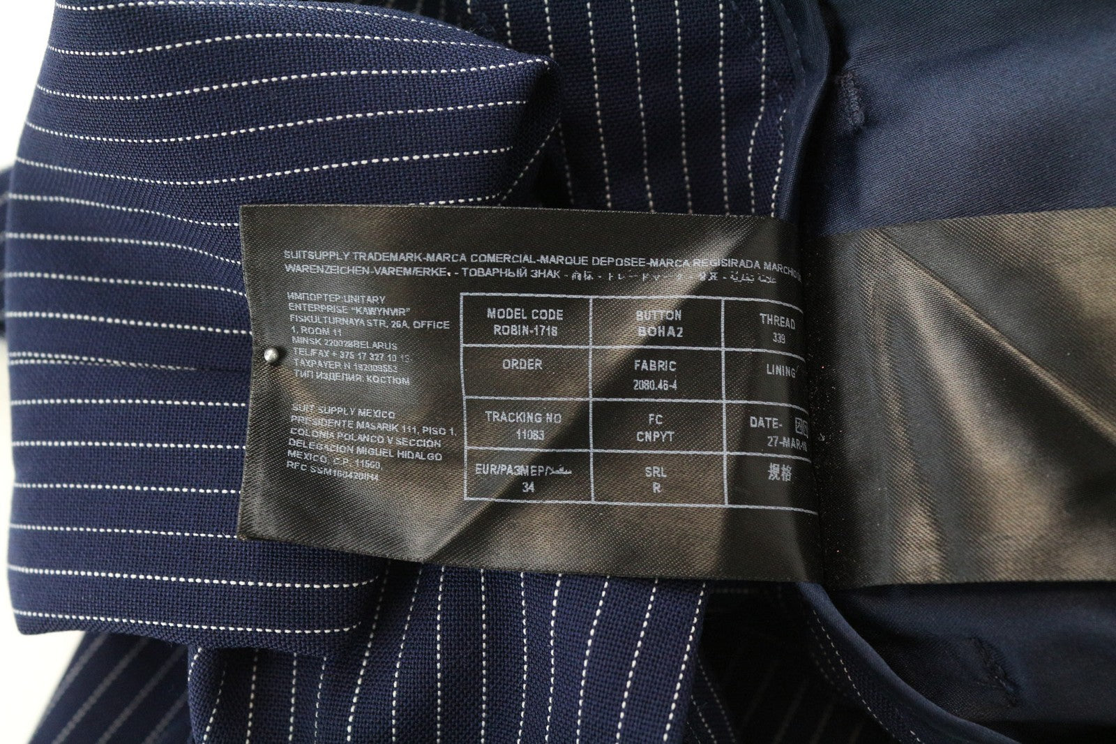 SUISTUDIO Robin Women's Trousers UK6R Wool Striped Blue Pleated Slim Formal