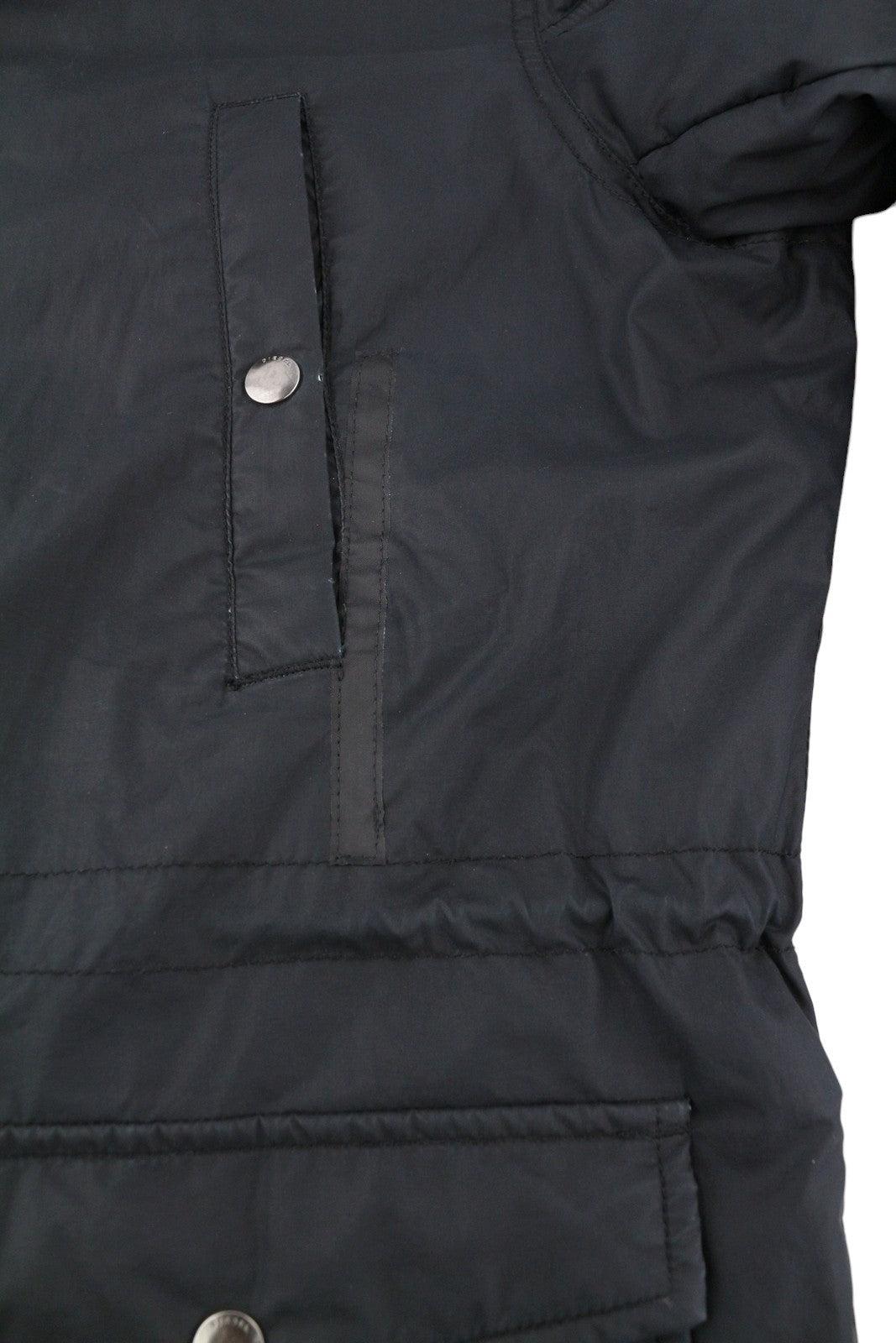 DIESEL Men Jacket M Black Full Zip Hooded Insulated Drawstring Waist Pockets