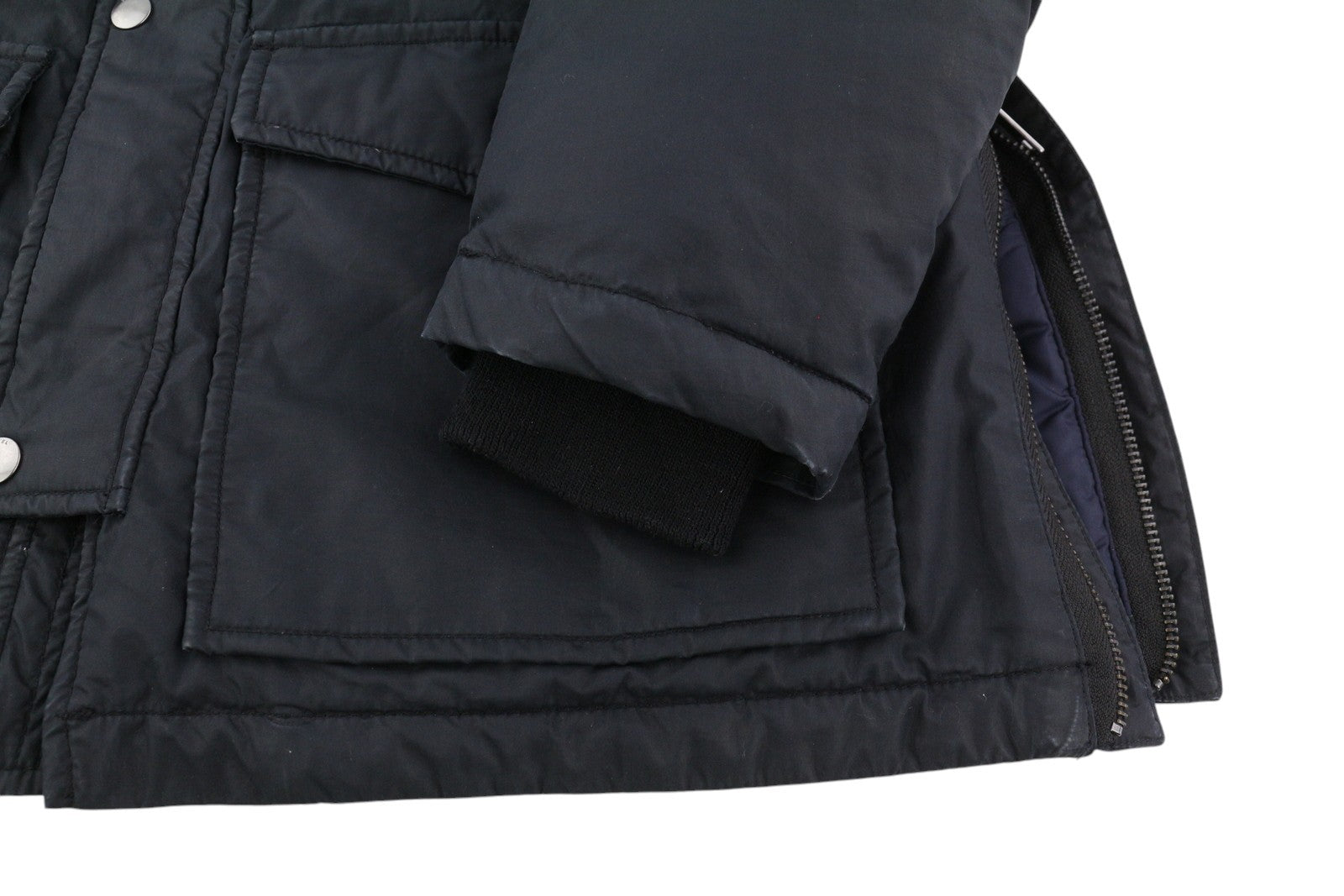 DIESEL Men Jacket M Black Full Zip Hooded Insulated Drawstring Waist Pockets