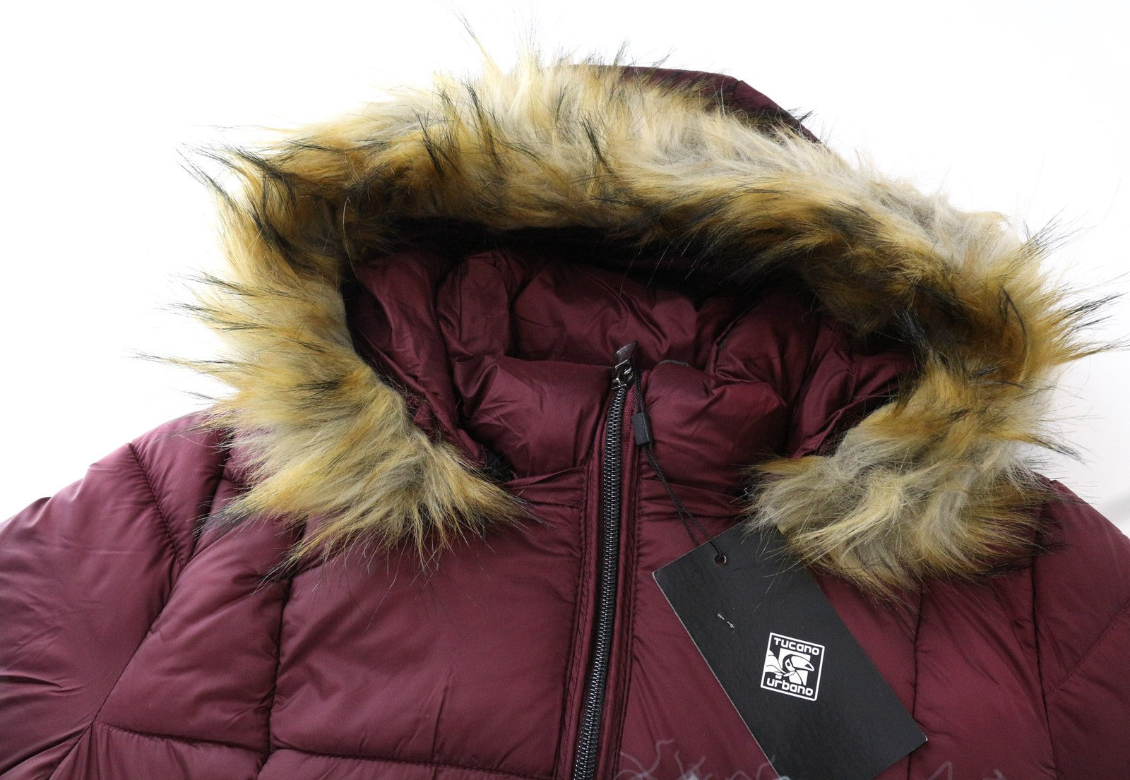 TUCANO URBANO Furbet Women's Jacket XS Red Thermal Lined Faux Fur Hooded Padded