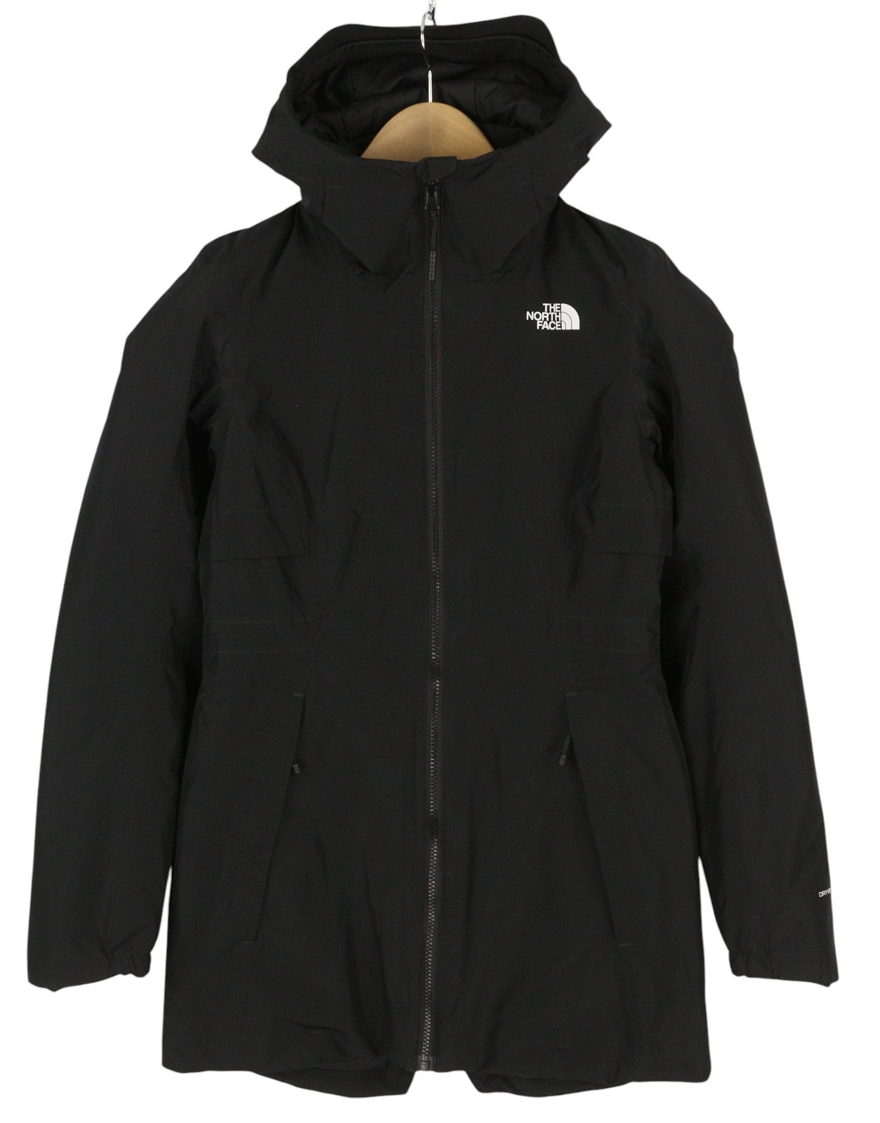 THE NORTH FACE Hikesteller Insulated Parka Women Jacket XS Black Hooded Dry Vent