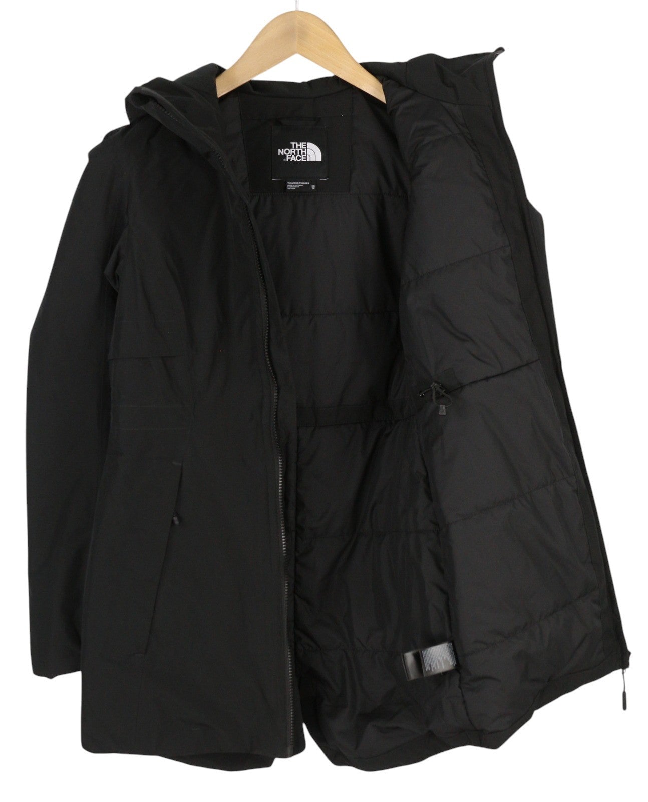 THE NORTH FACE Hikesteller Insulated Parka Women Jacket XS Black Hooded Dry Vent