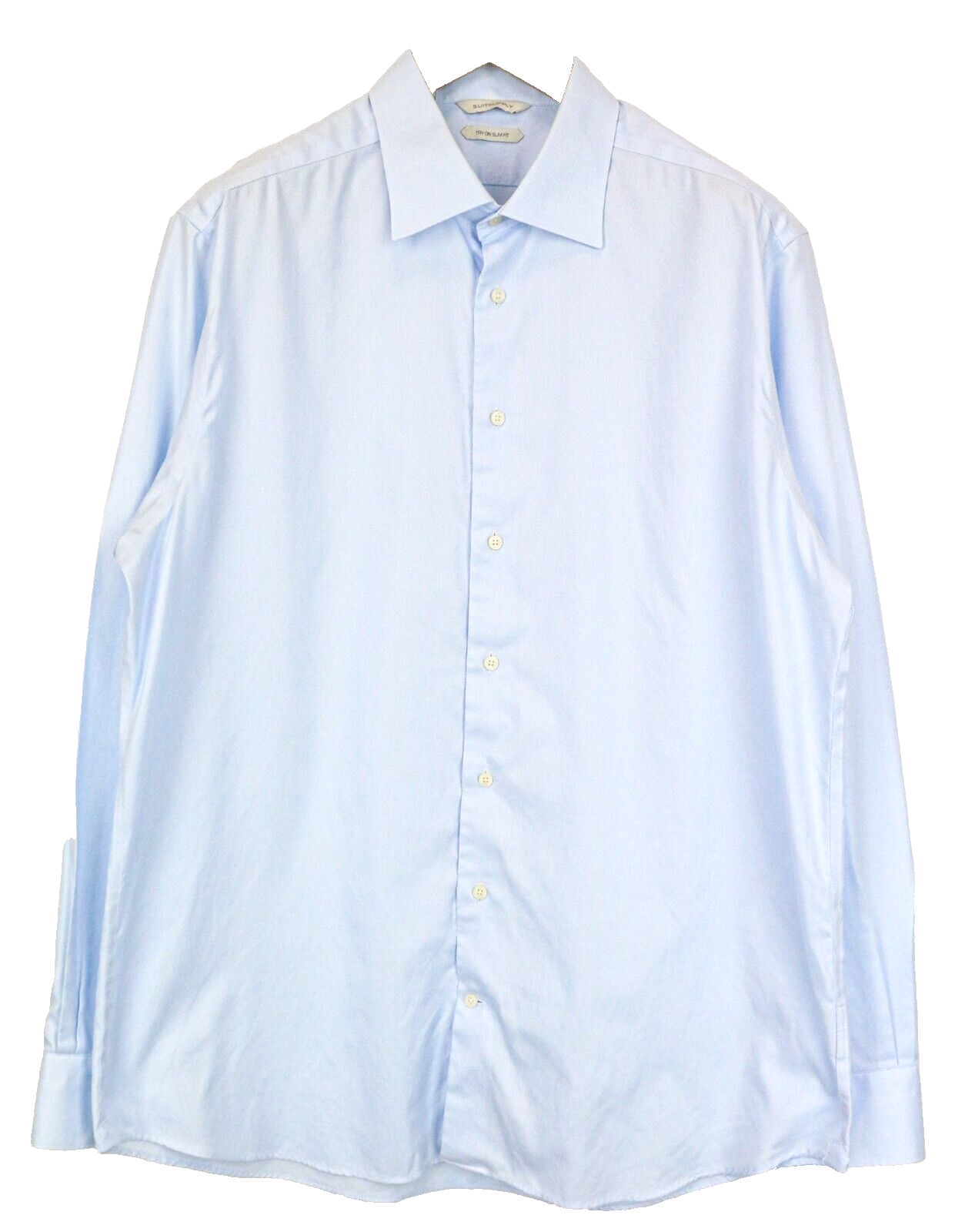 SUITSUPPLY Men Shirt 45/17 3/4 Slim Pure Cotton Light Blue Long Sleeved
