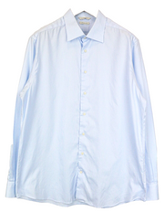 SUITSUPPLY Men Shirt 45/17 3/4 Slim Pure Cotton Light Blue Long Sleeved