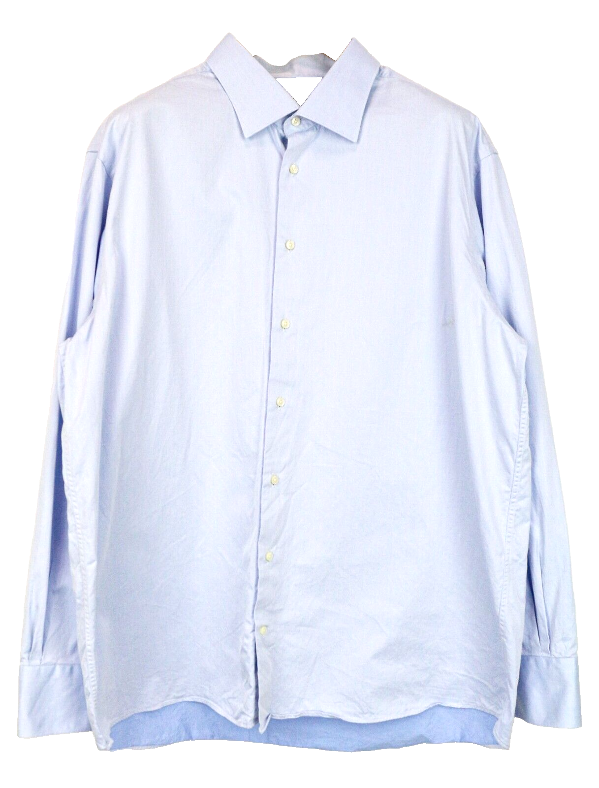 SUITSUPPLY Men Shirt 47 Light Blue Pure Cotton Long Sleeved Classic Twill