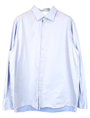 SUITSUPPLY Men Shirt 47 Light Blue Pure Cotton Long Sleeved Classic Twill