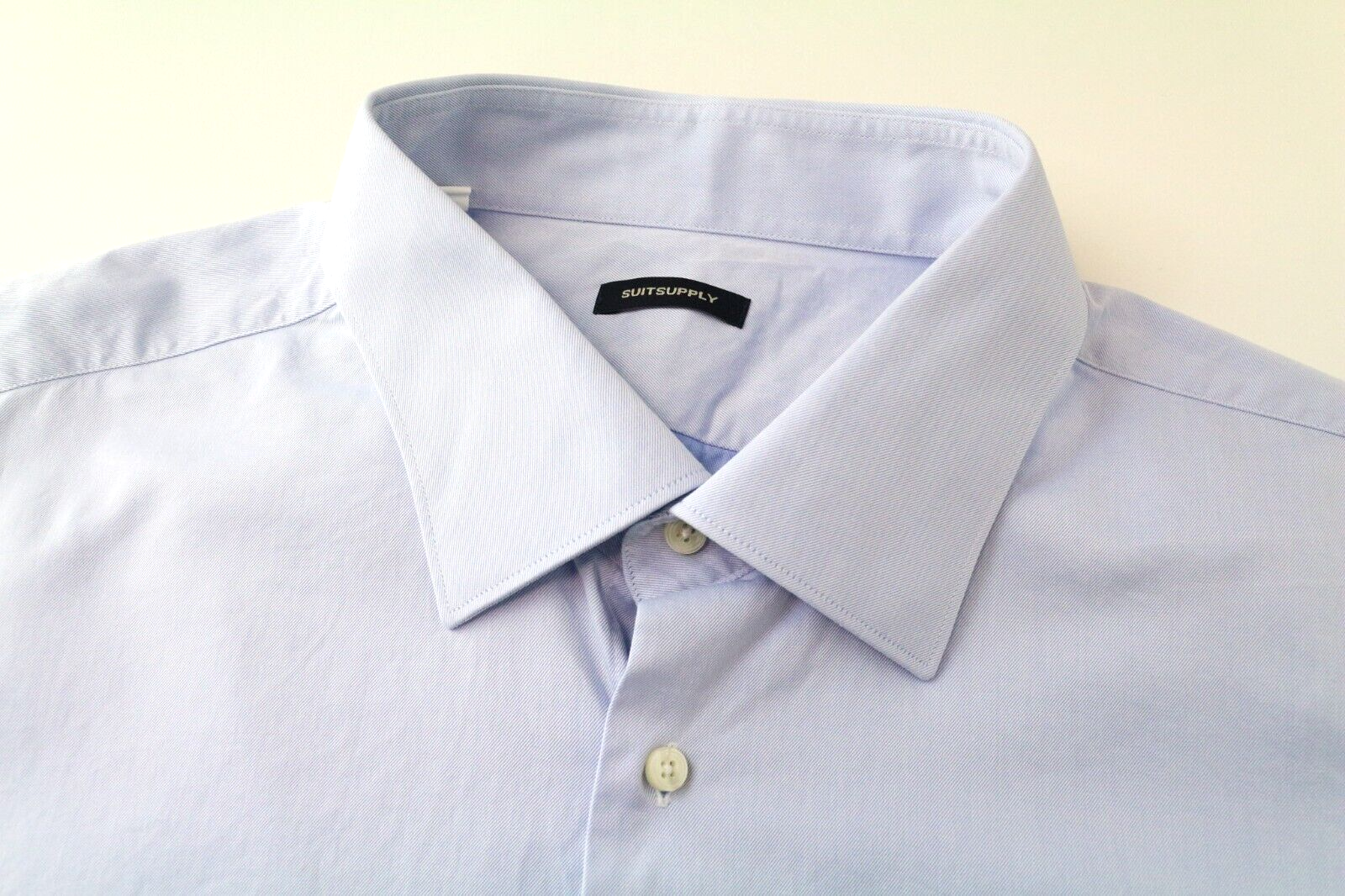 SUITSUPPLY Men Shirt 47 Light Blue Pure Cotton Long Sleeved Classic Twill