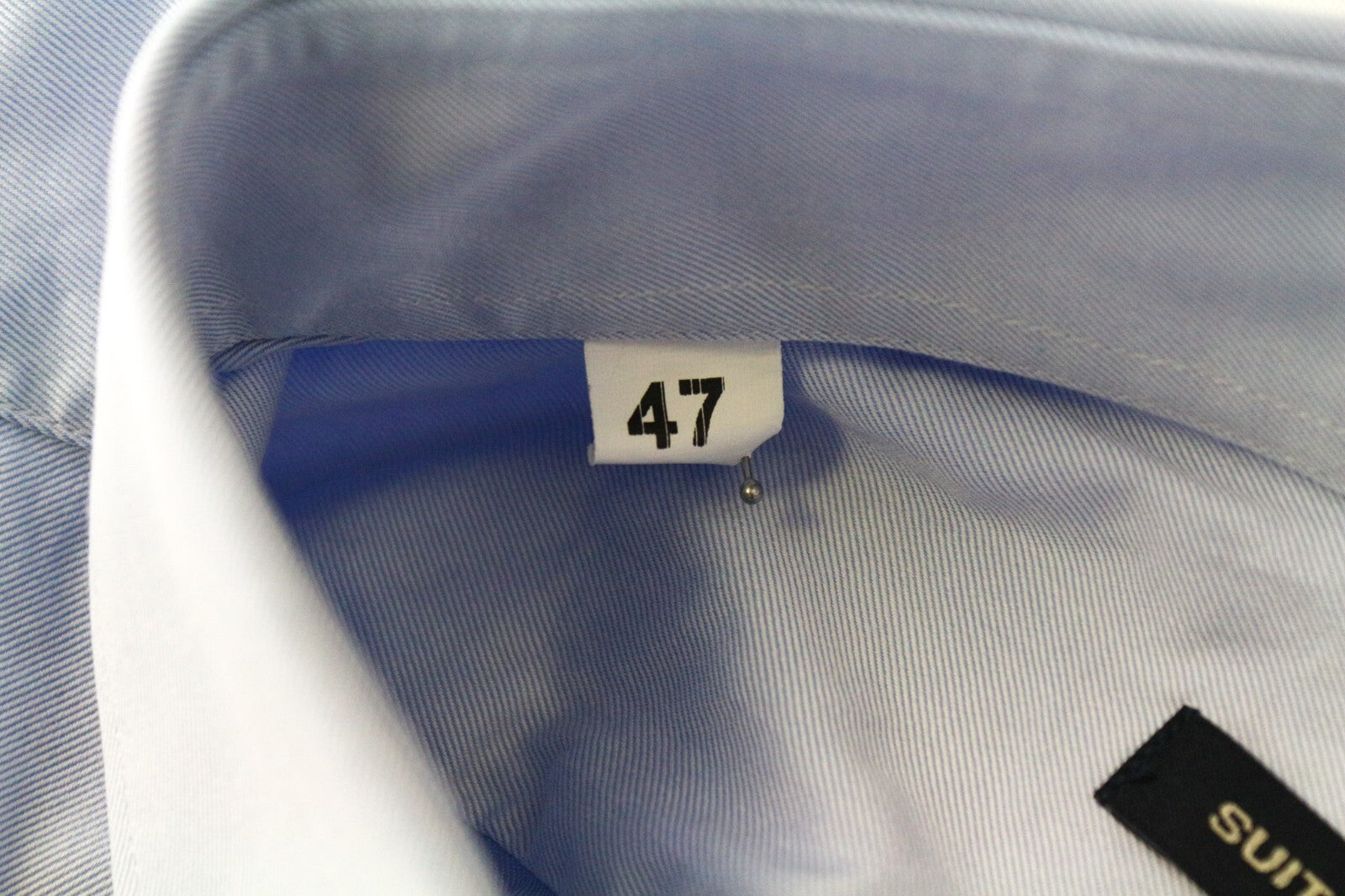 SUITSUPPLY Men Shirt 47 Light Blue Pure Cotton Long Sleeved Classic Twill