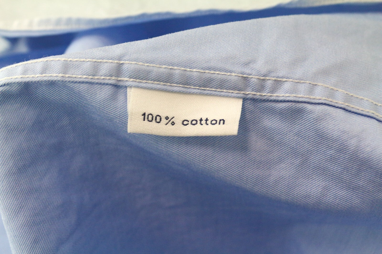 SUITSUPPLY Men Shirt 47 Light Blue Pure Cotton Long Sleeved Classic Twill