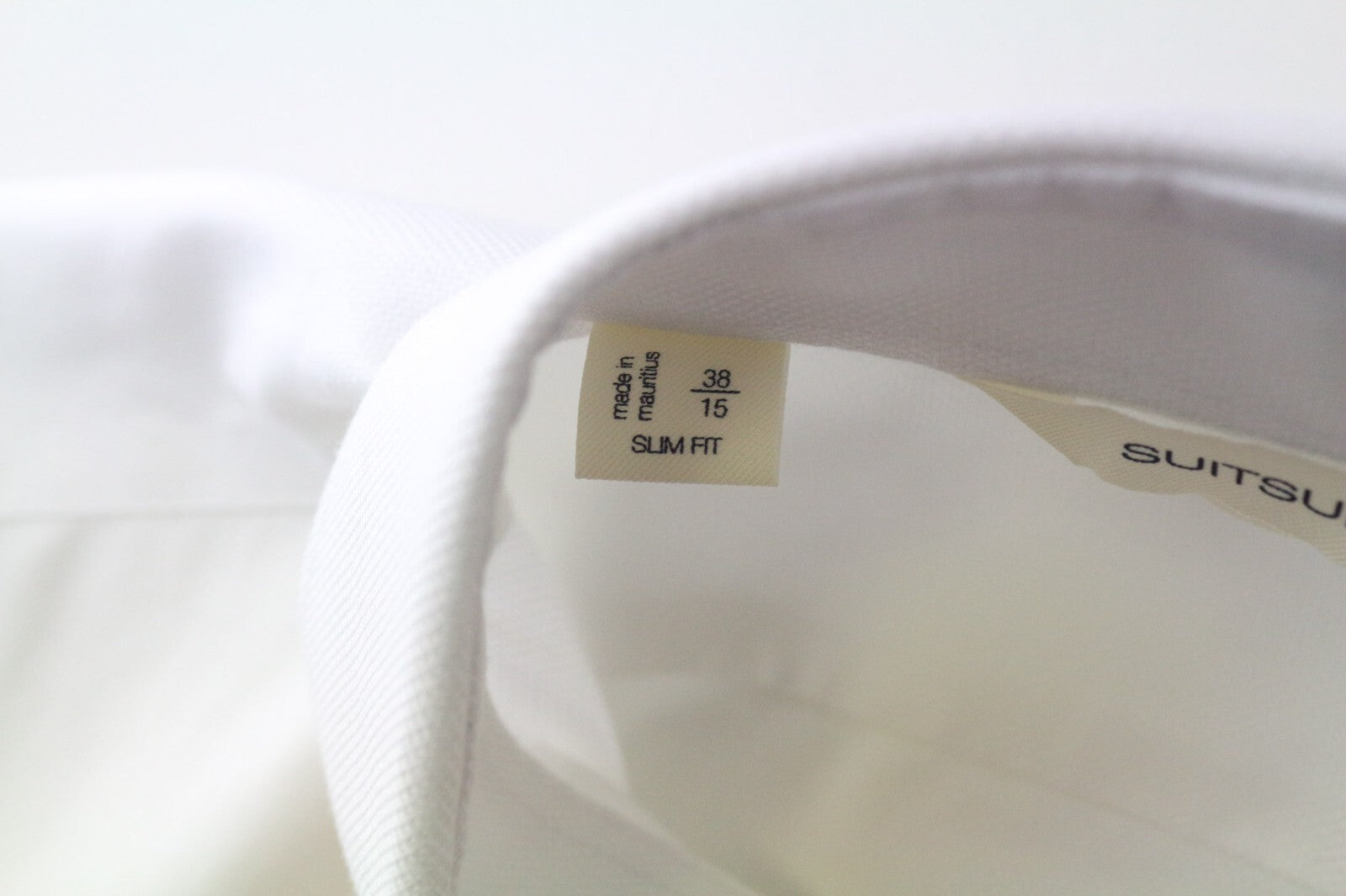 SUITSUPPLY Traveller Men Shirt 38/15 Slim Pure Cotton White Classic Button-Up
