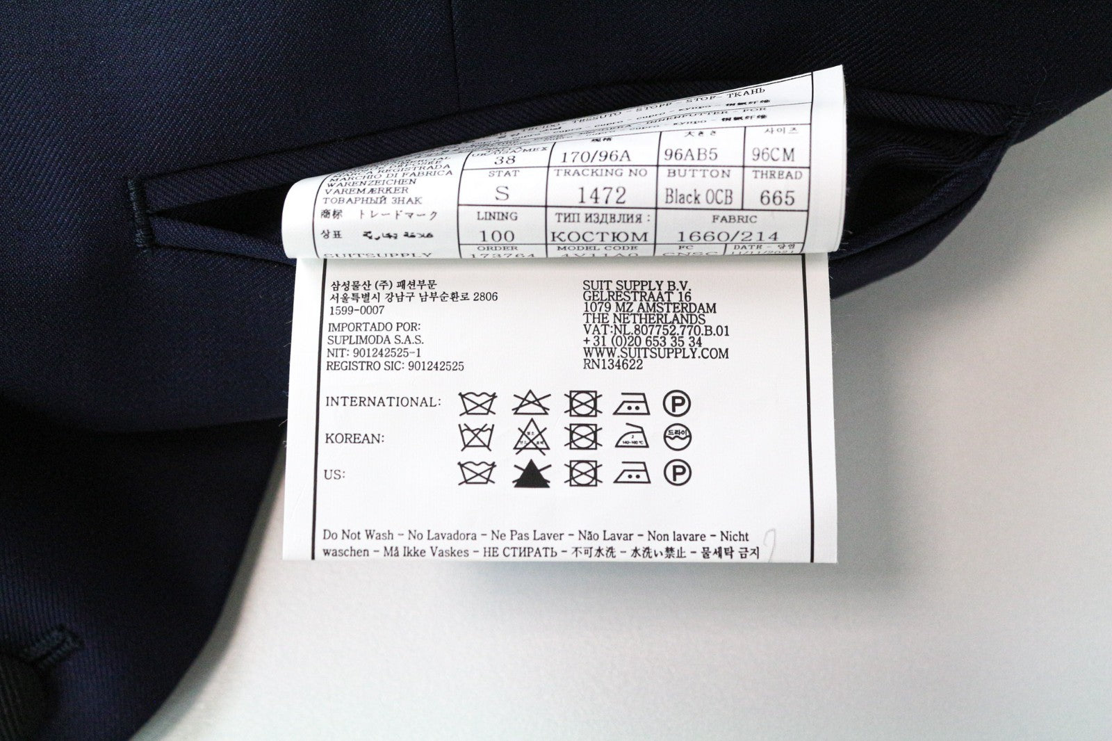 SUITSUPPLY Lazio Tuxedo Men's Suit UK40R Slim Blue Super 130's Wool 3-Piece