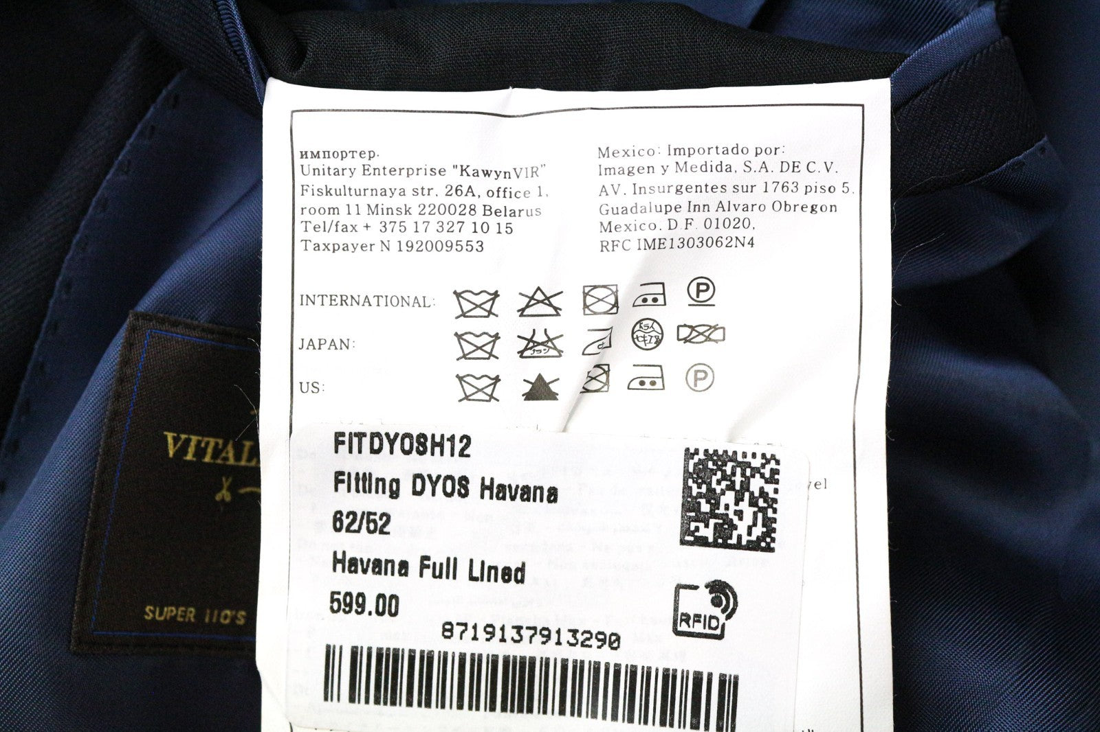 SUITSUPPLY Havana Blueline Men's Suit UK52R Navy Pure Wool Two Piece Classic