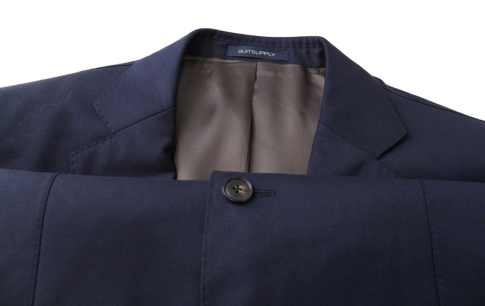 SUITSUPPLY Napoli Men's Suit UK38R Navy Blue Pure Wool Notch Lapel 2-Piece Lined