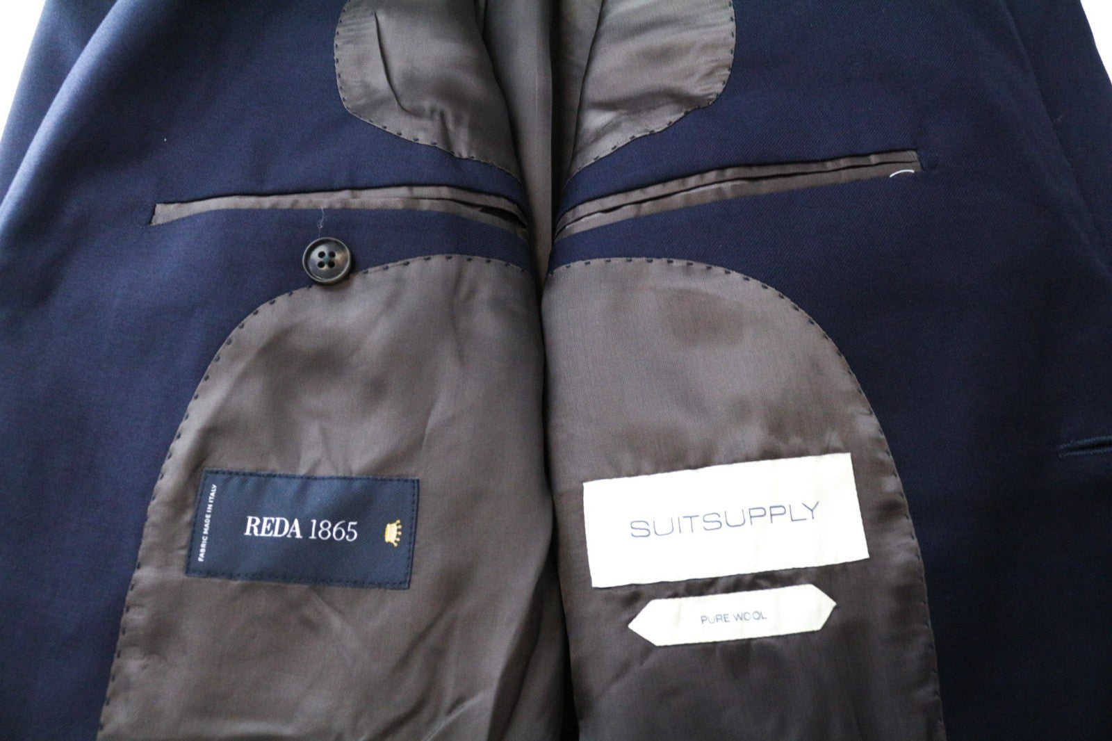 SUITSUPPLY Napoli Men's Suit UK38R Navy Blue Pure Wool Notch Lapel 2-Piece Lined