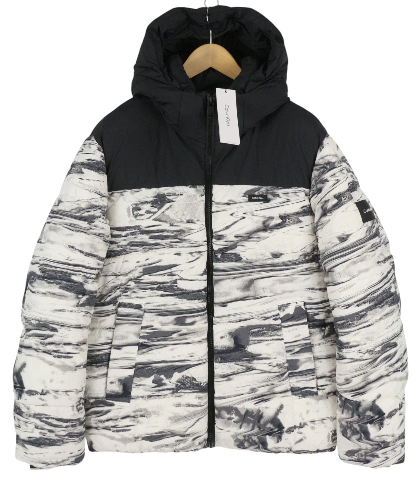 CALVIN KLEIN Crinkle Nylon Color Block Quilt Men Jacket 2XL Patterned RRP€325