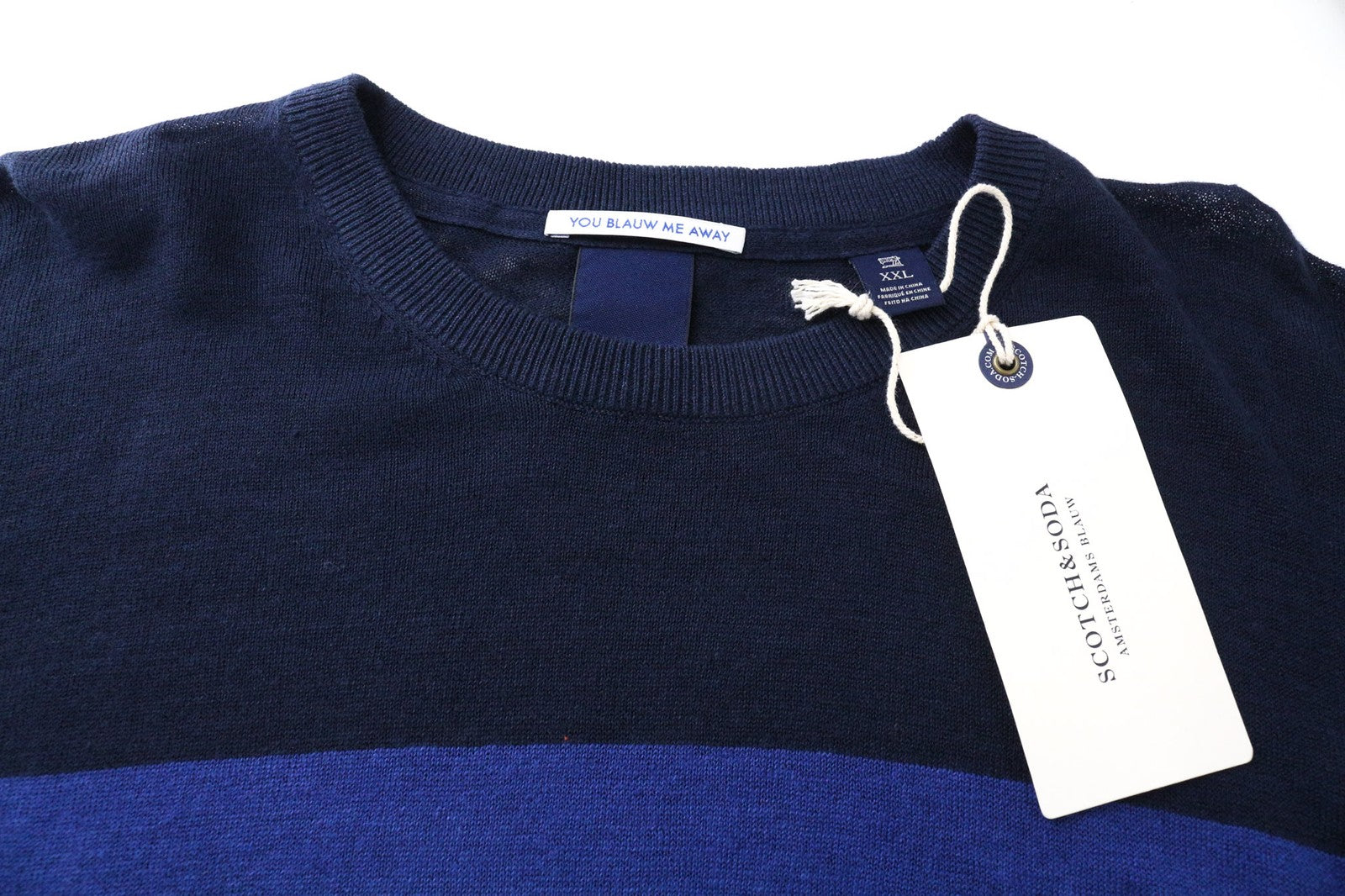 SCOTCH & SODA Ams Blauw Men's Sweatshirt 2XL Linen Cotton Blue Long Sleeve