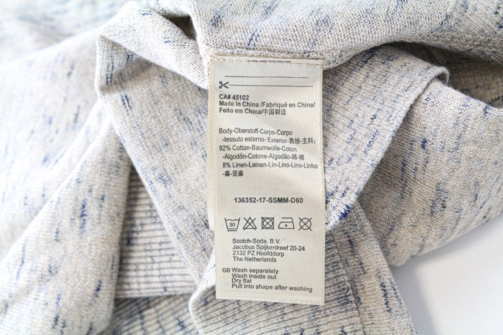 SCOTCH & SODA Ams Couture Men's Sweatshirt 2XL Grey Cotton Linen Long Sleeve