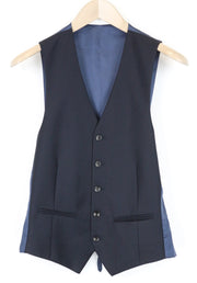 SUITSUPPLY Ferrara vyriška liemenė UK32R grynos vilnos tamsiai mėlyna V formos iškirpte kostiumo liemenė 