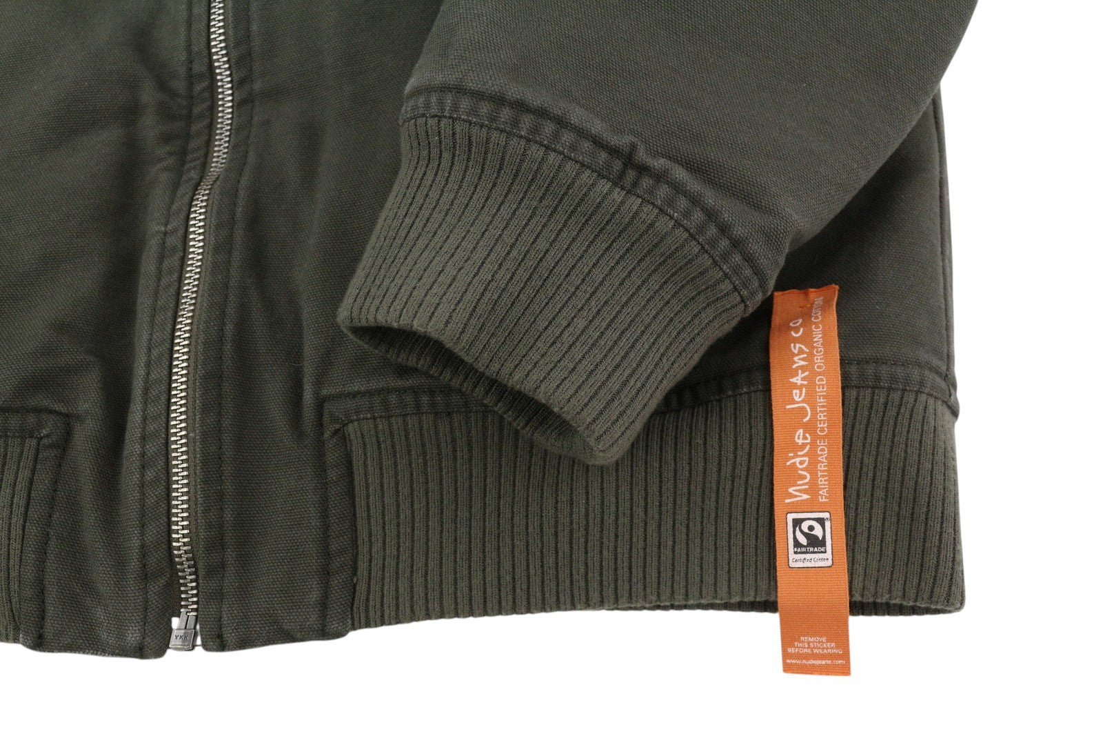 NUDIE JEANS Men Jacket M Grey Full Zip Patch Pockets Lined Lightweight Bomber