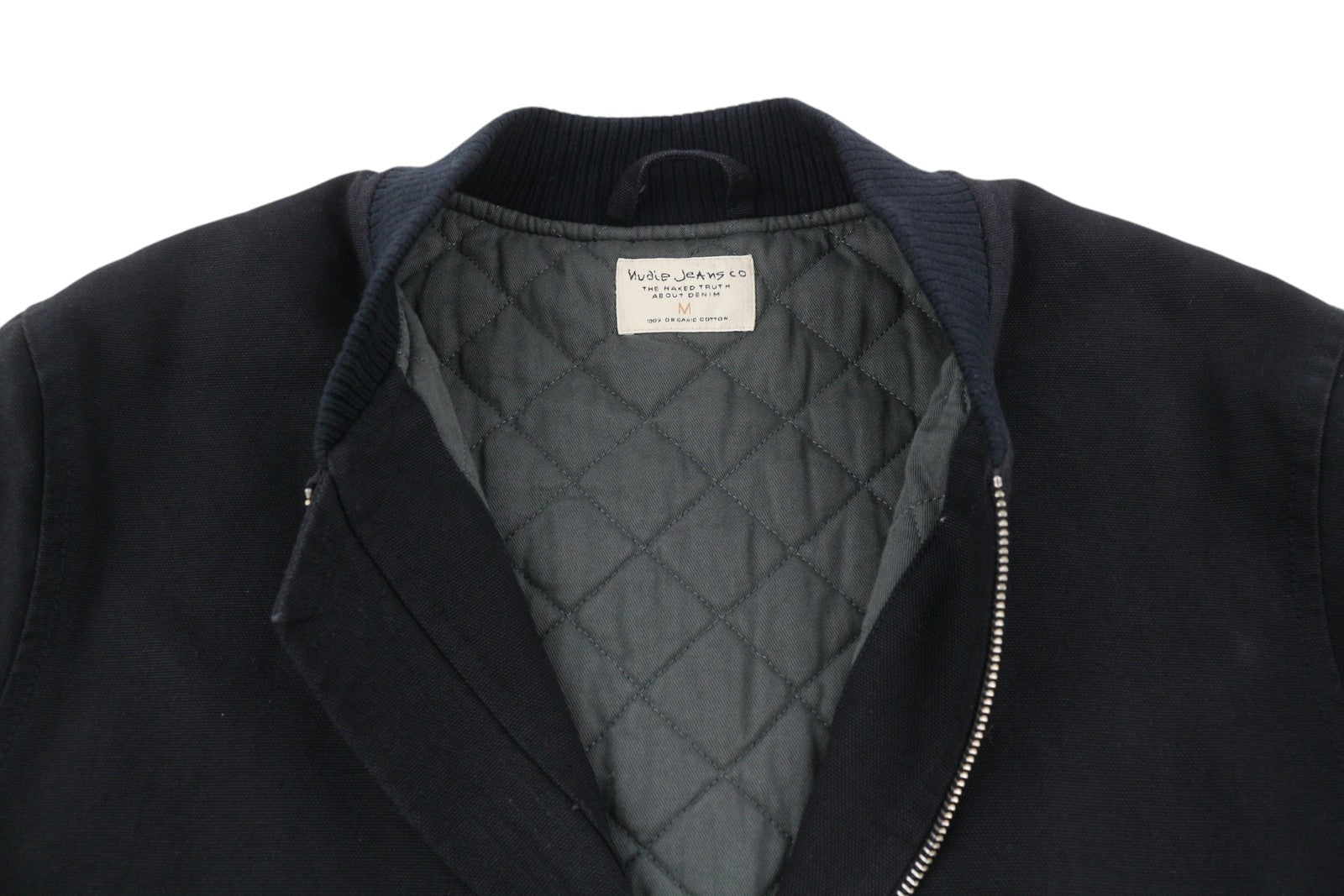 NUDIE JEANS Men Jacket M Black Full Zip Patch Pockets Lined Lightweight Bomber