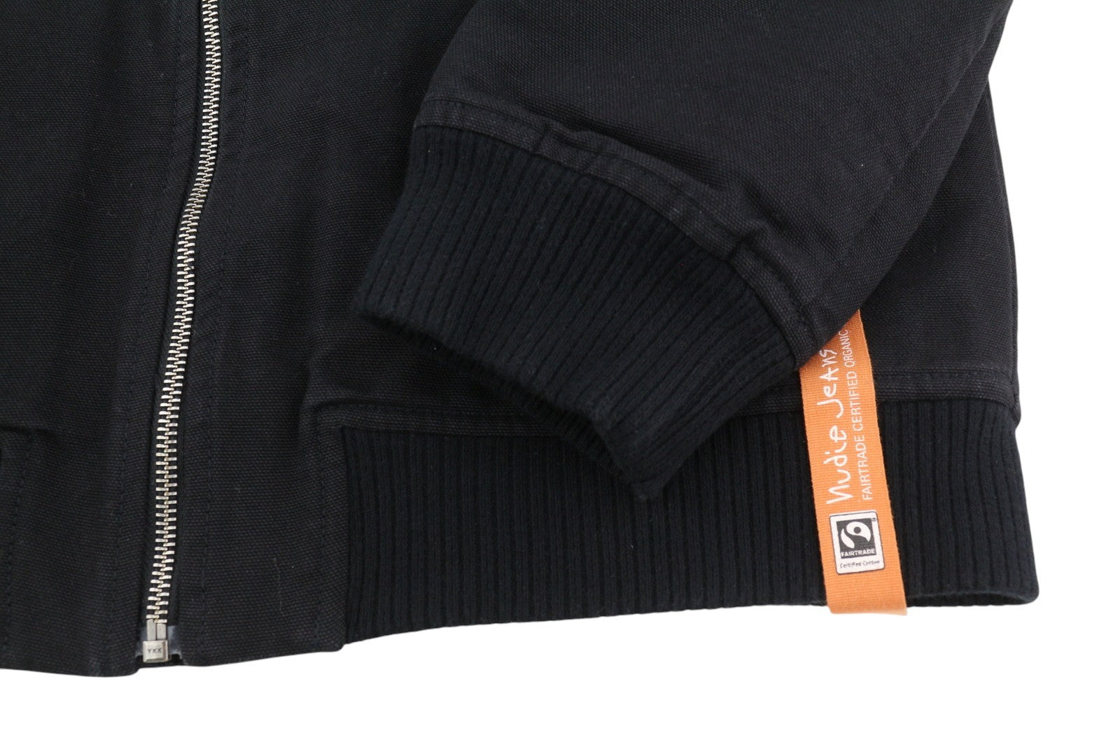 NUDIE JEANS Men Jacket M Black Full Zip Patch Pockets Lined Lightweight Bomber