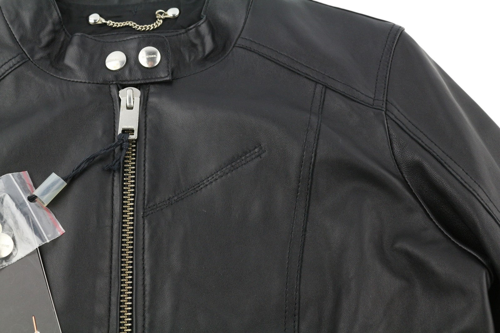 DIESEL R-Lory Women Jacket M Black Lambskin Leather Zip Lightweight RRP€550