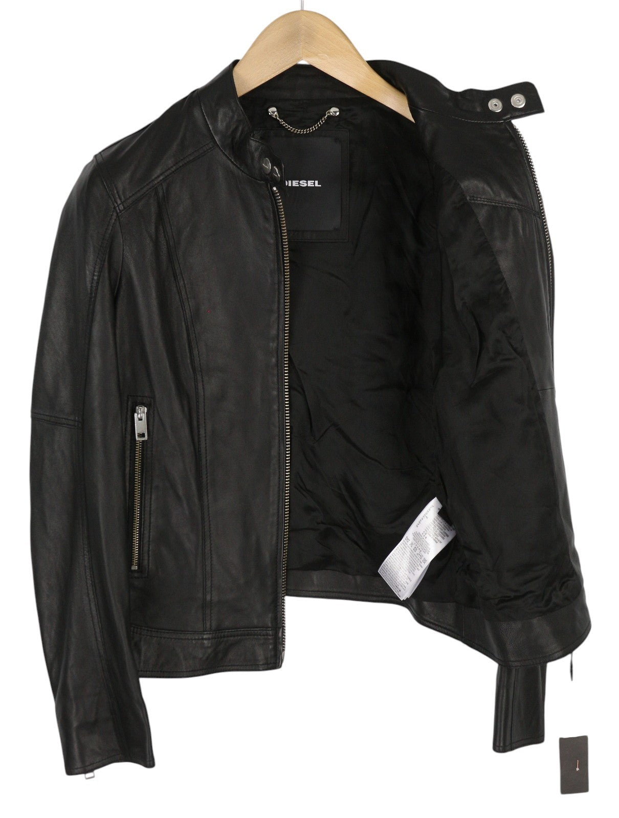 DIESEL R-Lory Women Jacket M Black Lambskin Leather Zip Lightweight RRP€550