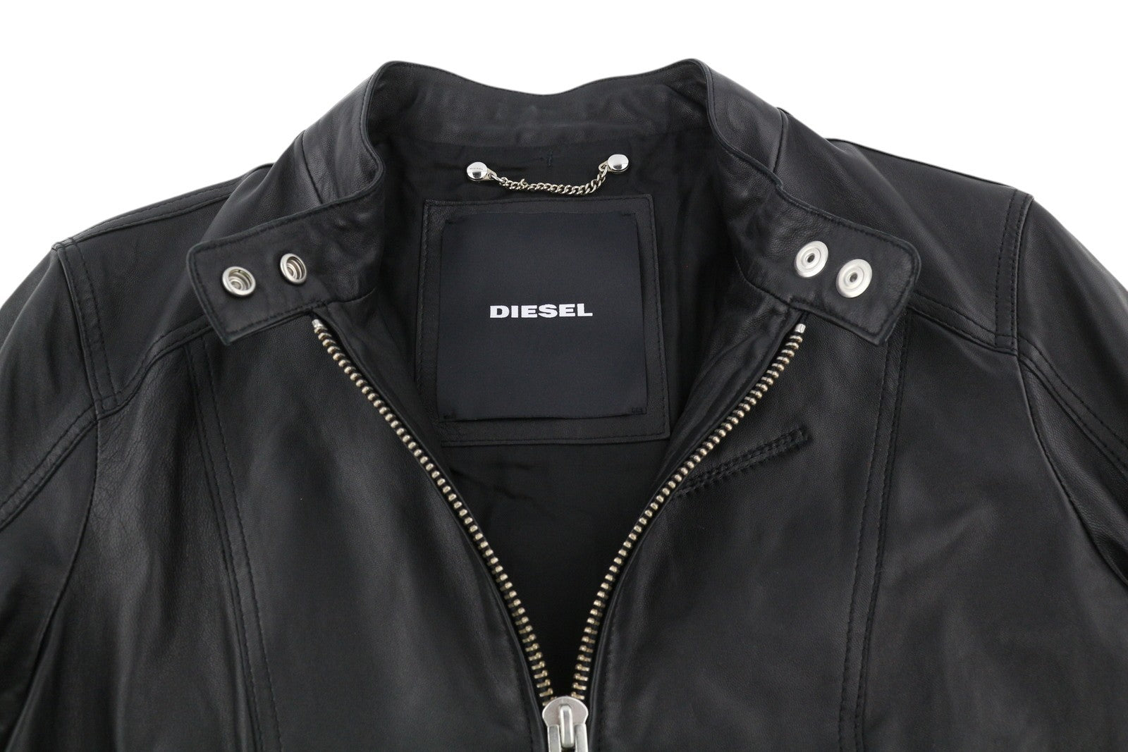 DIESEL R-Lory Women Jacket M Black Lambskin Leather Zip Lightweight RRP€550