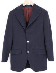 SUITSUPPLY La Spalla vyriškas švarkas UK32R tamsiai mėlynas, tamprus medvilninis švarkas su gofruotu paviršiumi 