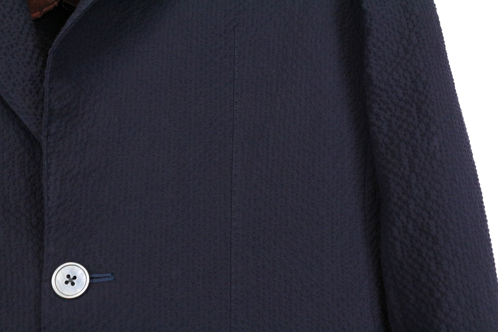 SUITSUPPLY La Spalla vyriškas švarkas UK32R tamsiai mėlynas, tamprus medvilninis švarkas su gofruotu paviršiumi 