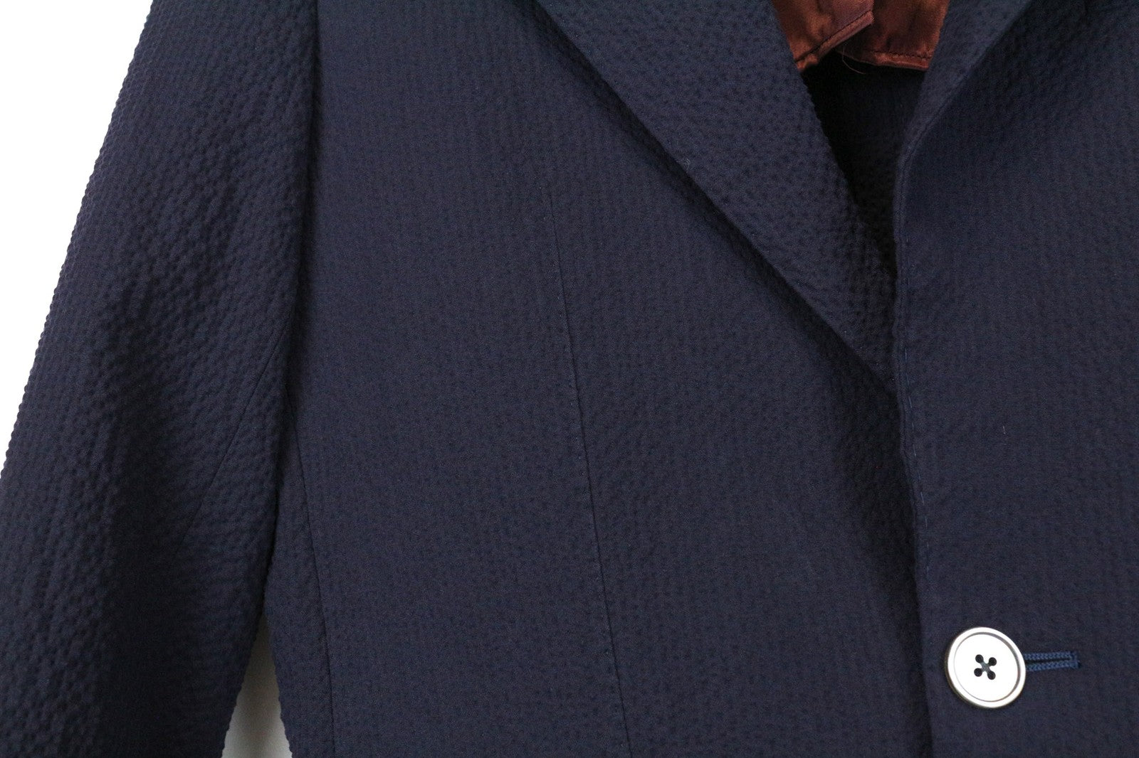 SUITSUPPLY La Spalla vyriškas švarkas UK32R tamsiai mėlynas, tamprus medvilninis švarkas su gofruotu paviršiumi 