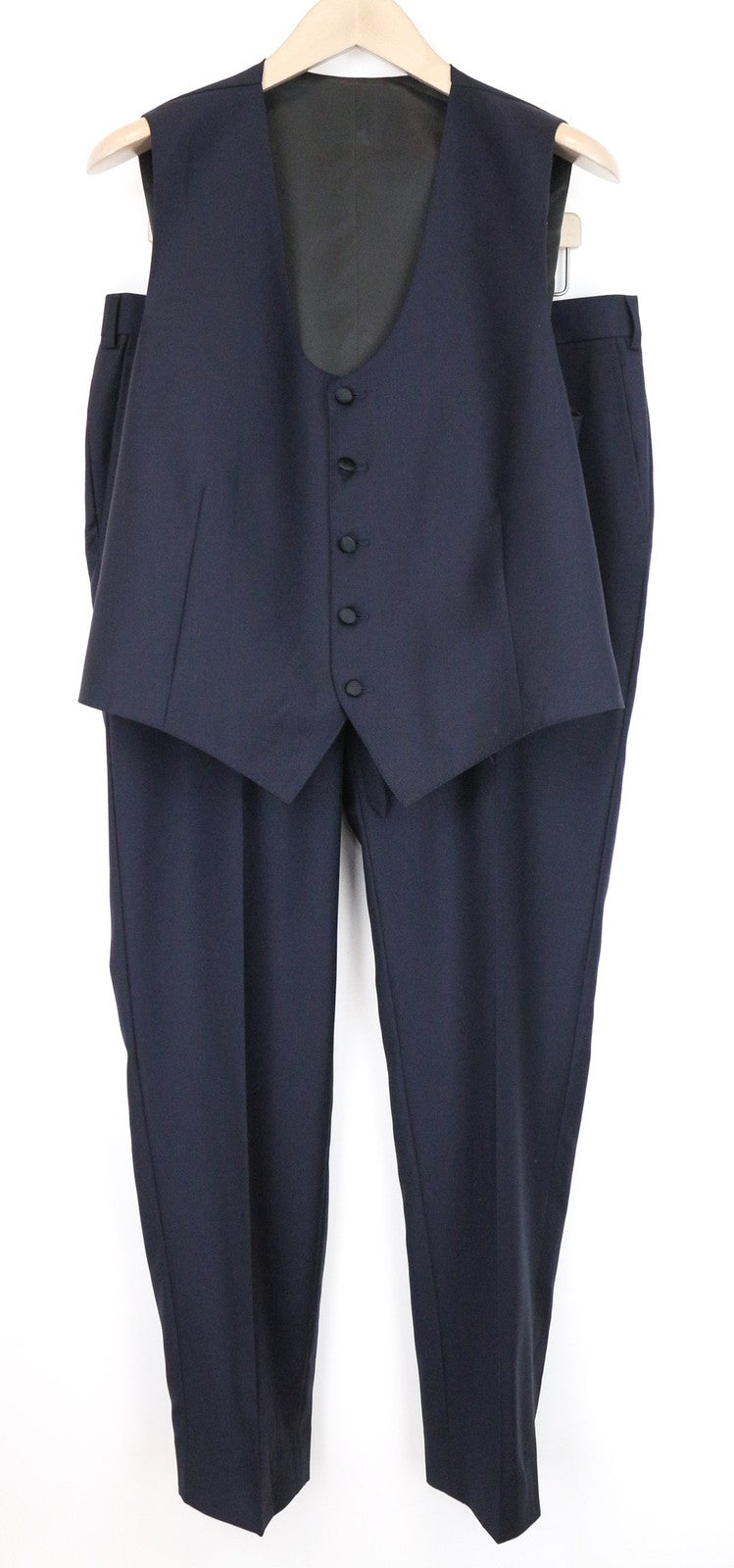 SUITSUPPLY Ferrara Men's Suit UK42S Wool Navy Blue 2-Piece Suit with Waistcoat