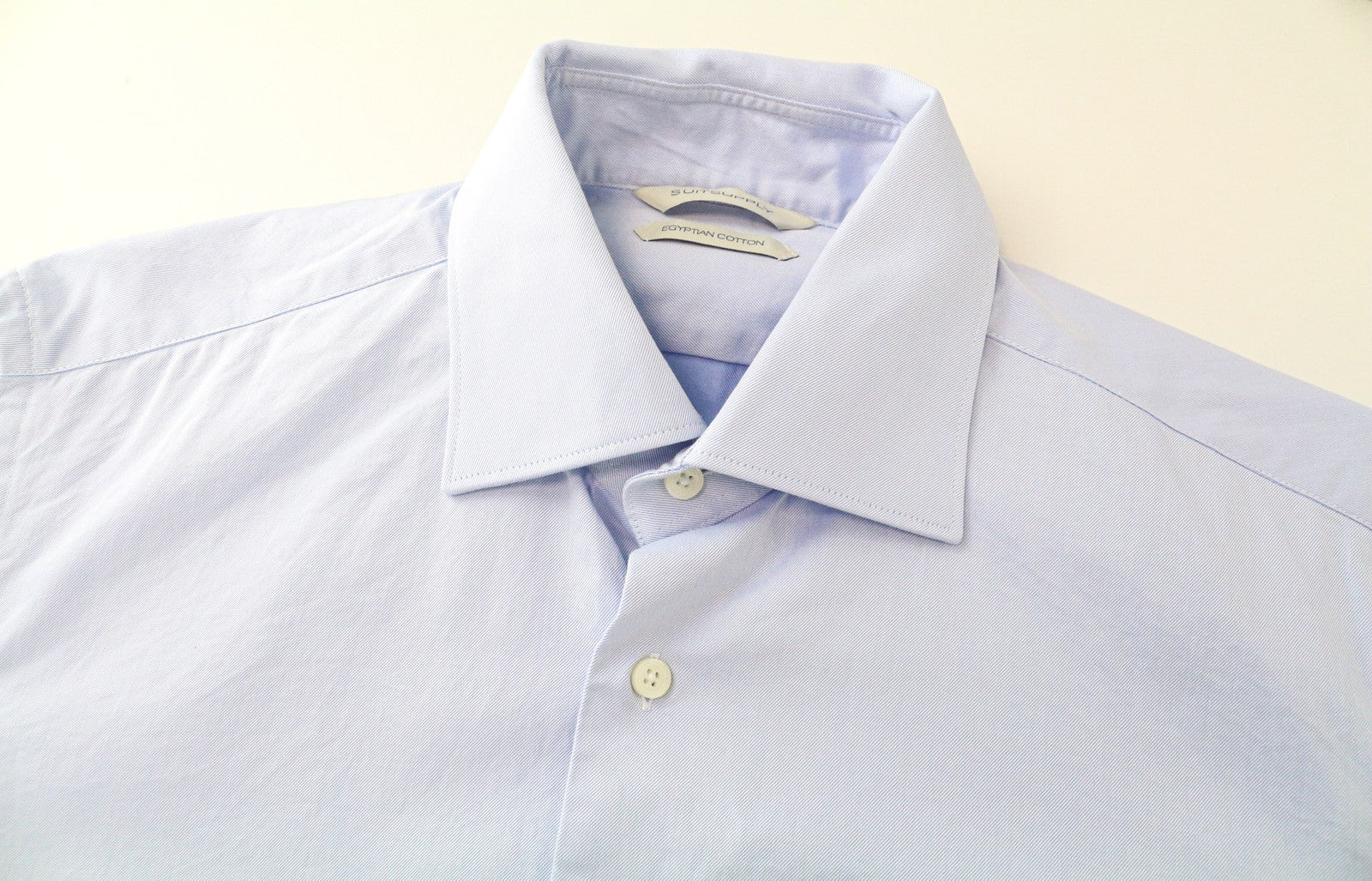 SUITSUPPLY Men's Shirt 39/15.5 Slim Blue Pure Cotton Long Sleeve Casual Classic