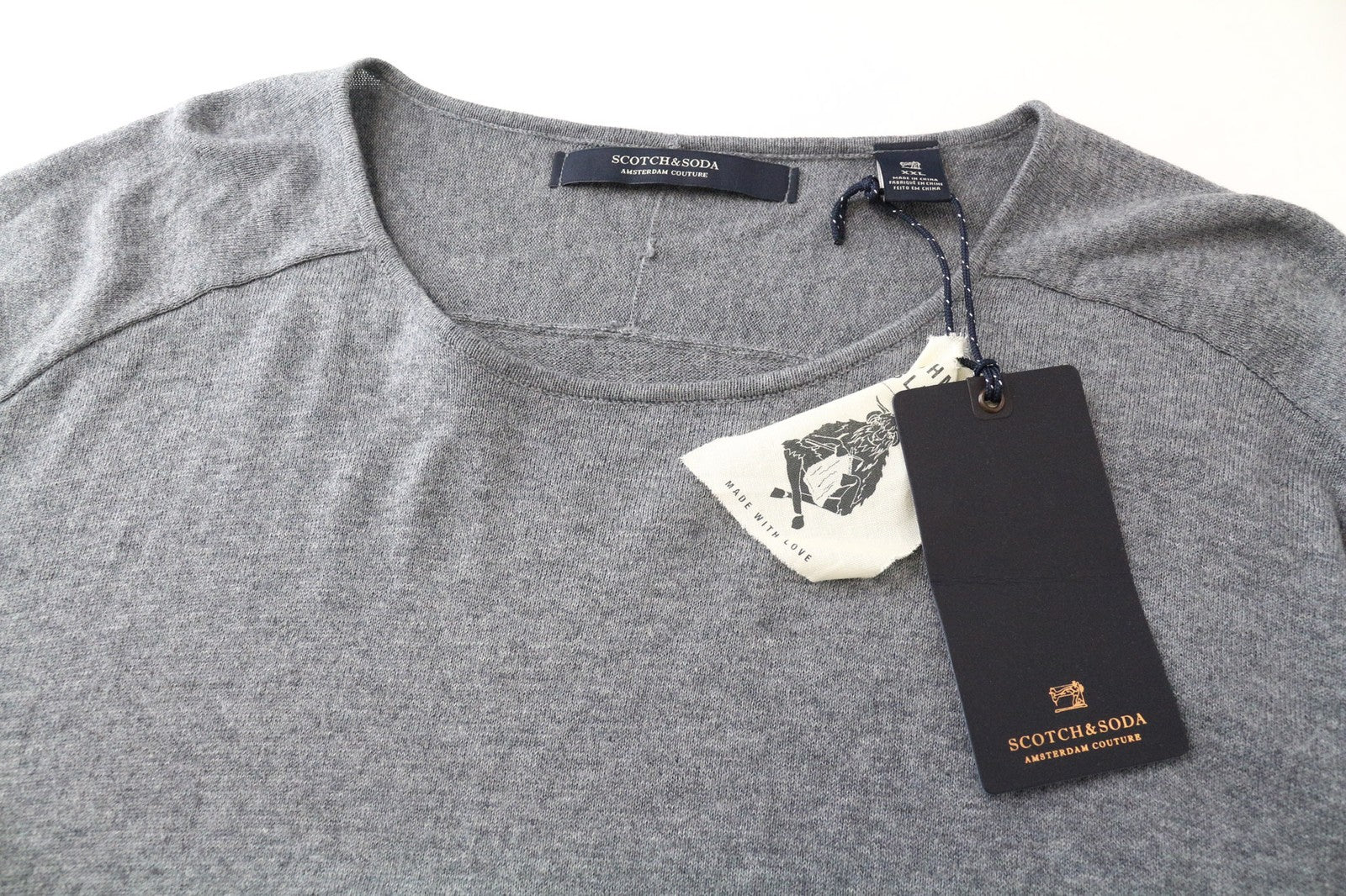 SCOTCH & SODA Ams Couture Men's Sweatshirt 2XL Grey Long Sleeve Cotton Cashmere