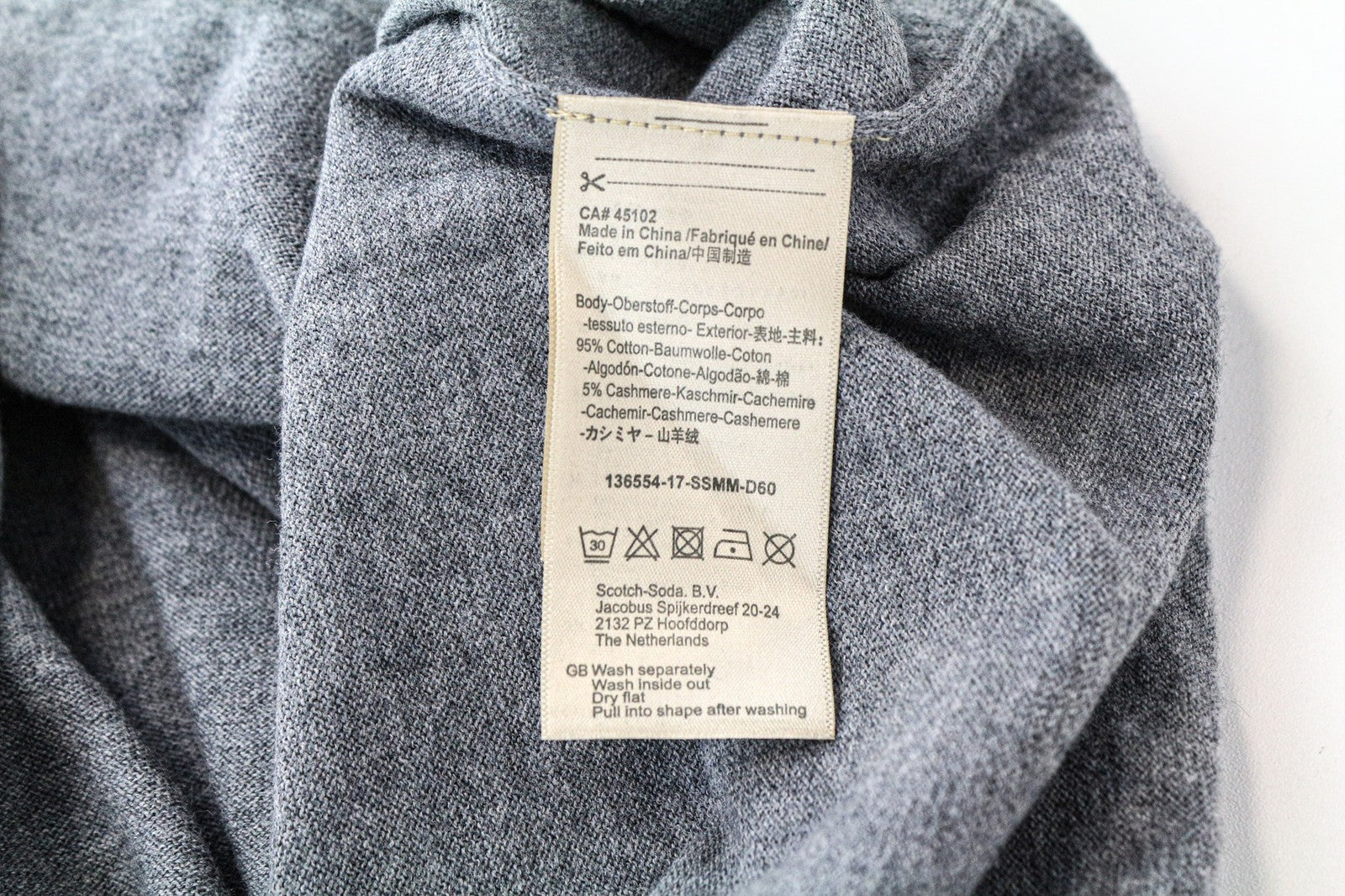 SCOTCH & SODA Ams Couture Men's Sweatshirt 2XL Grey Long Sleeve Cotton Cashmere