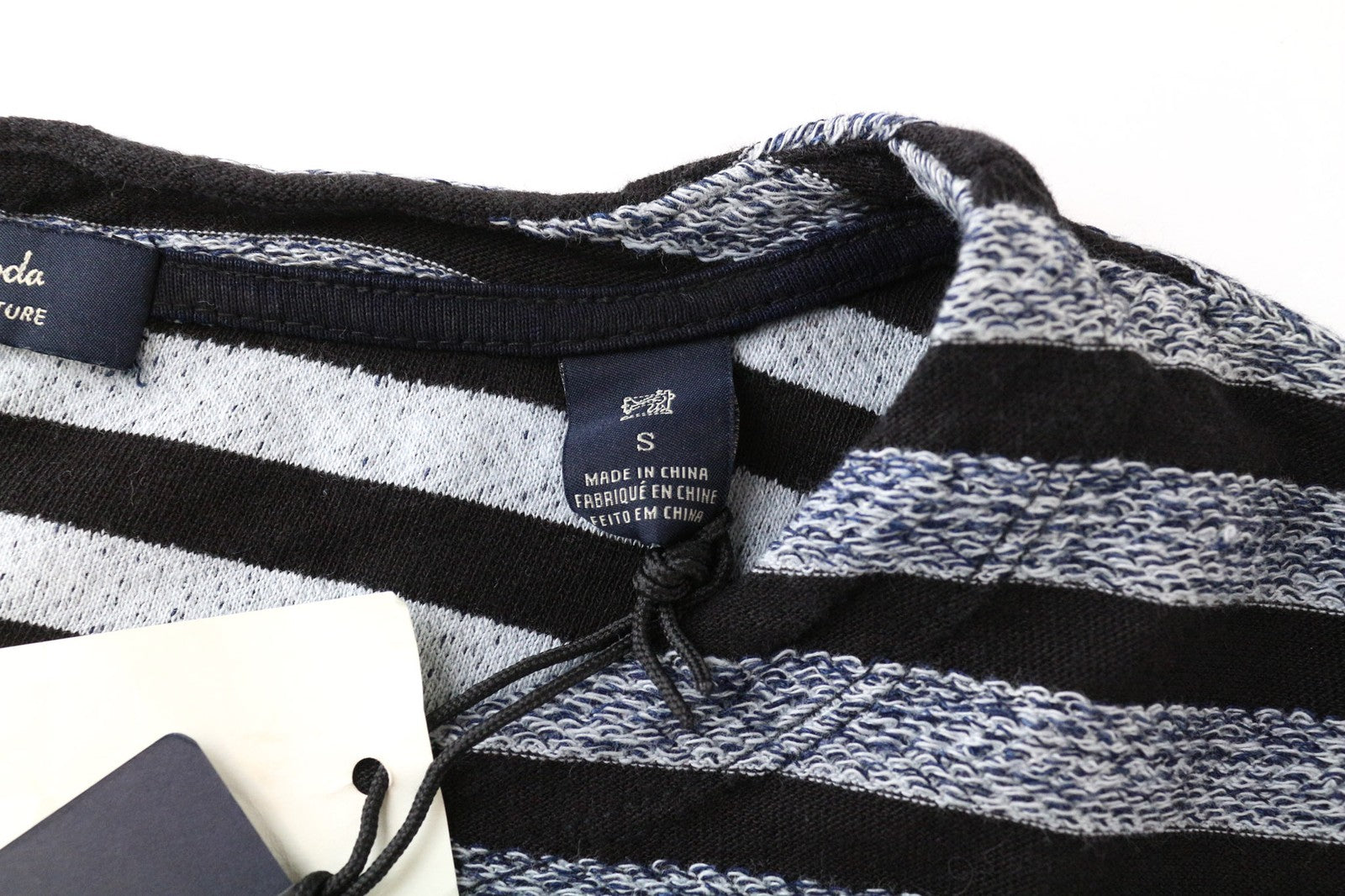 SCOTCH & SODA Ams Couture Men's Sweatshirt S Blue Striped Pure Cotton Pullover