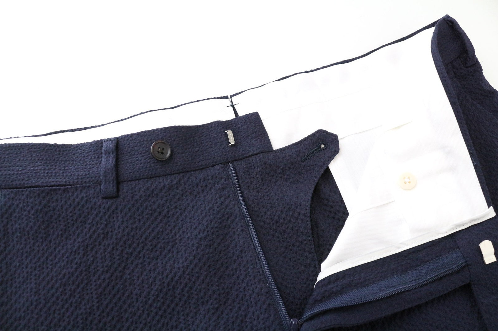 SUITSUPPLY Soho Men's Pants UK42R Navy Blue Stretch Cotton Pleated Dress Trouser