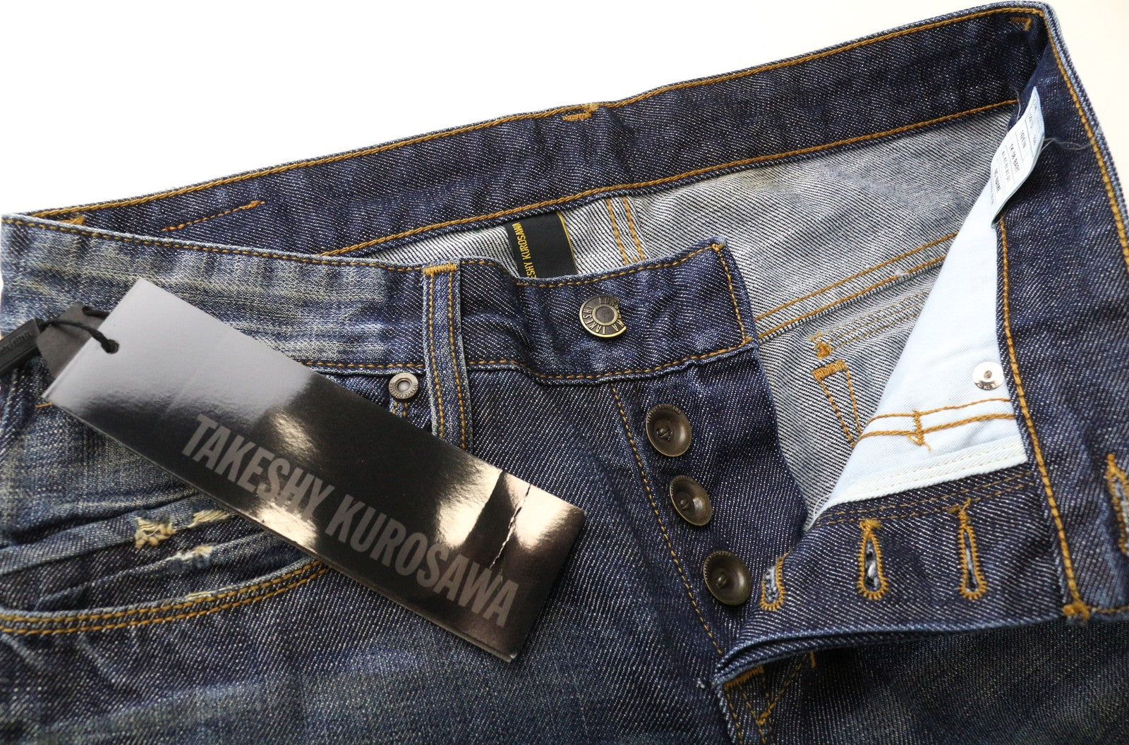 TAKESHY KUROSAWA vyriški džinsai W30 Slim Cut tamsiai mėlyni, grynos medvilnės, klasikinio dizaino, skalbti 