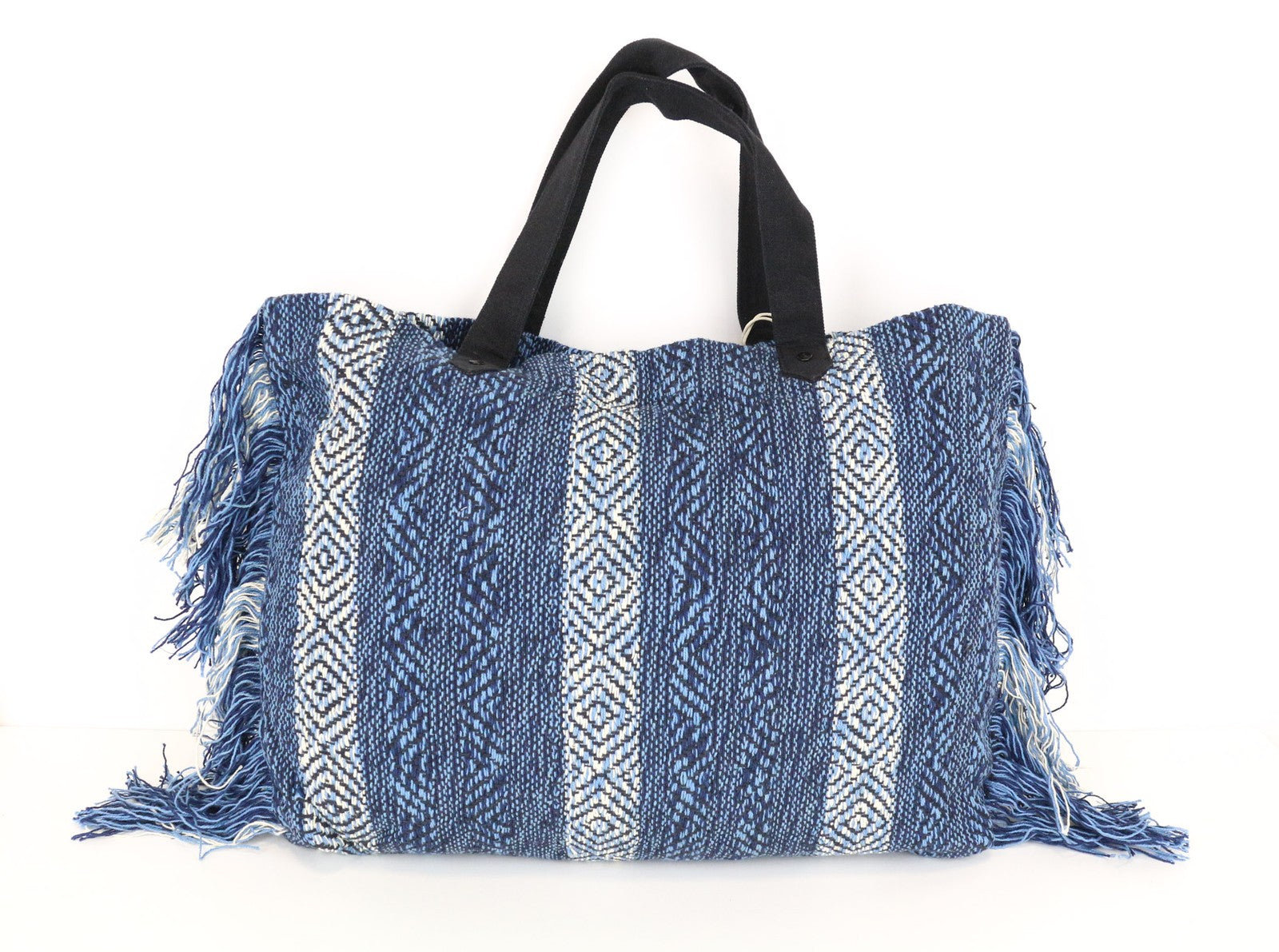 SCOTCH & SODA Ams Blauw Women's Bag OS Blue Pattern Casual Tote Tassels Handle