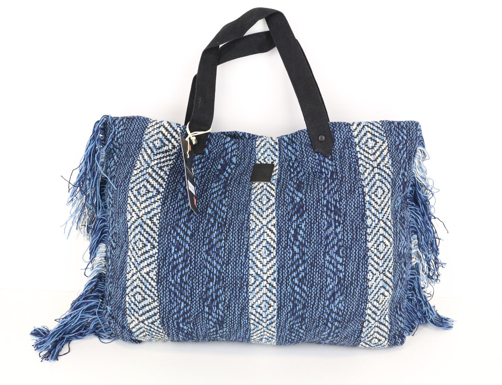 SCOTCH & SODA Ams Blauw Women's Bag OS Blue Pattern Casual Tote Tassels Handle