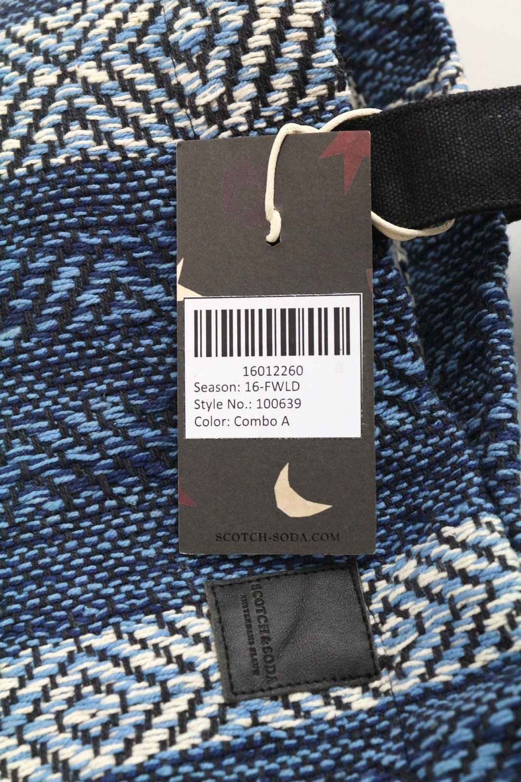 SCOTCH & SODA Ams Blauw Women's Bag OS Blue Pattern Casual Tote Tassels Handle