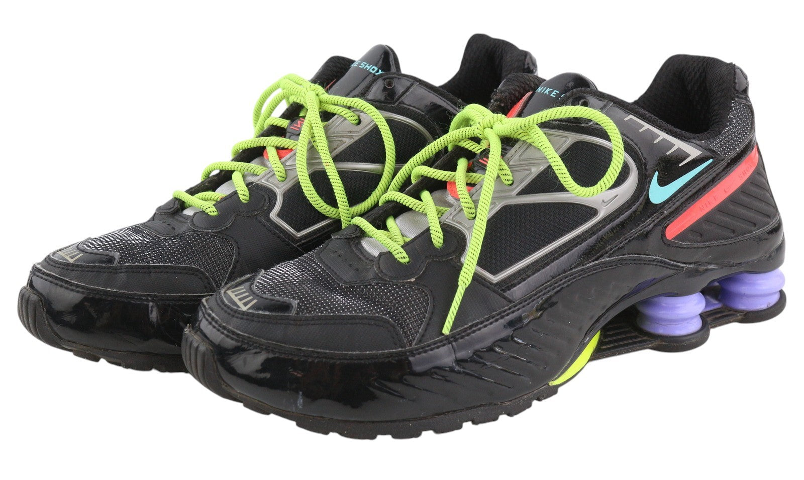 NIKE Shox Men Sneakers EU42.5 Black Low Top Lace Up Almond Toe Sports Trainers