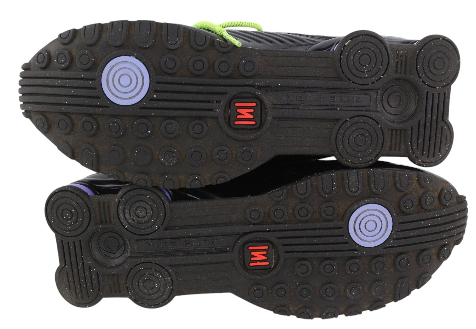 NIKE Shox Men Sneakers EU42.5 Black Low Top Lace Up Almond Toe Sports Trainers