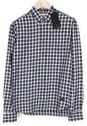 SCOTCH & SODA Men's Shirt S Navy Blue Check Plaid Pure Cotton Button-Down