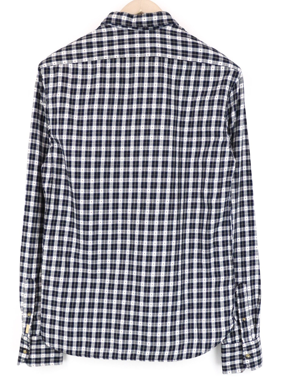 SCOTCH & SODA Men's Shirt S Navy Blue Check Plaid Pure Cotton Button-Down
