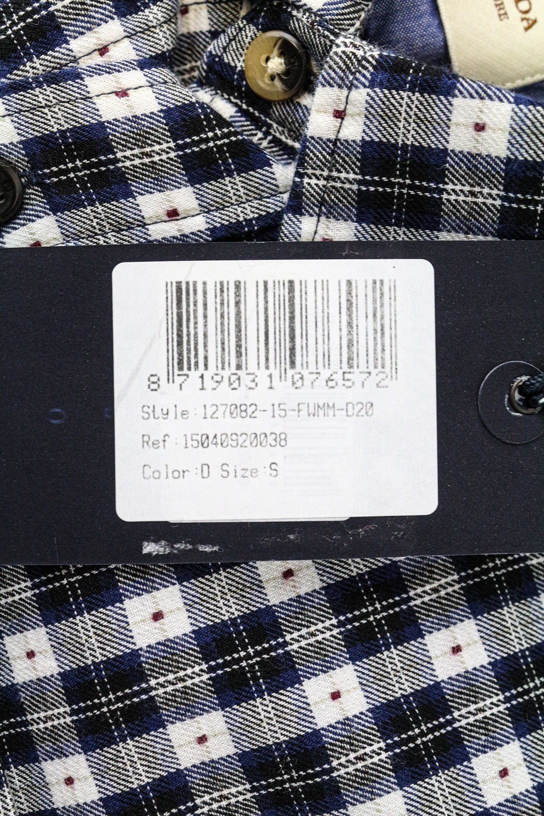 SCOTCH & SODA Men's Shirt S Navy Blue Check Plaid Pure Cotton Button-Down