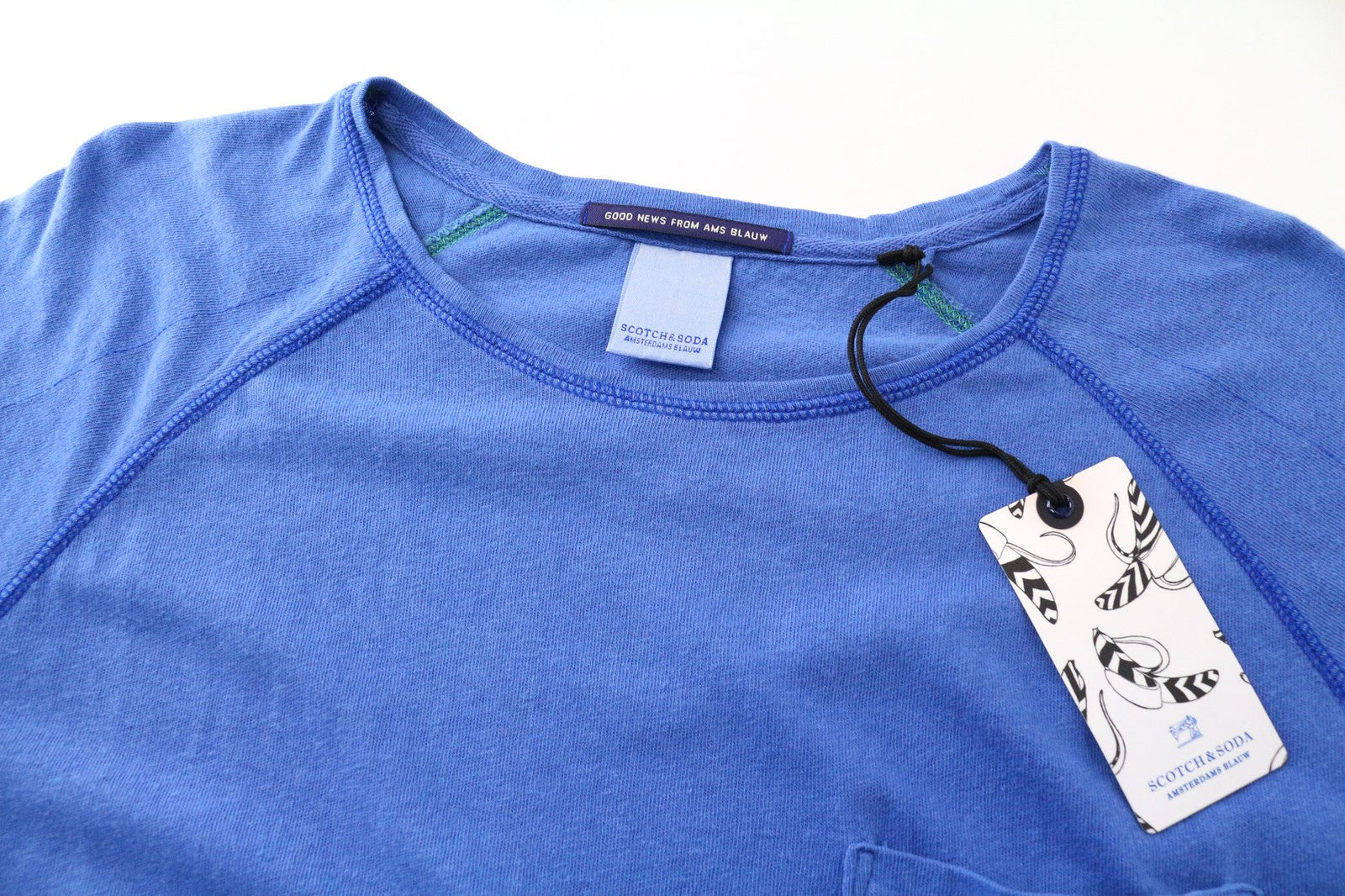 SCOTCH & SODA Men's Tee ~S Light Blue Crew Neck Jersey Cotton Pullover Slim