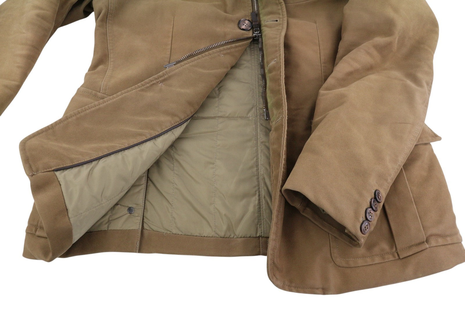 MONCLER Men Jacket XL Vintage Brown Full Zip Buttoned Down Filled High Neck