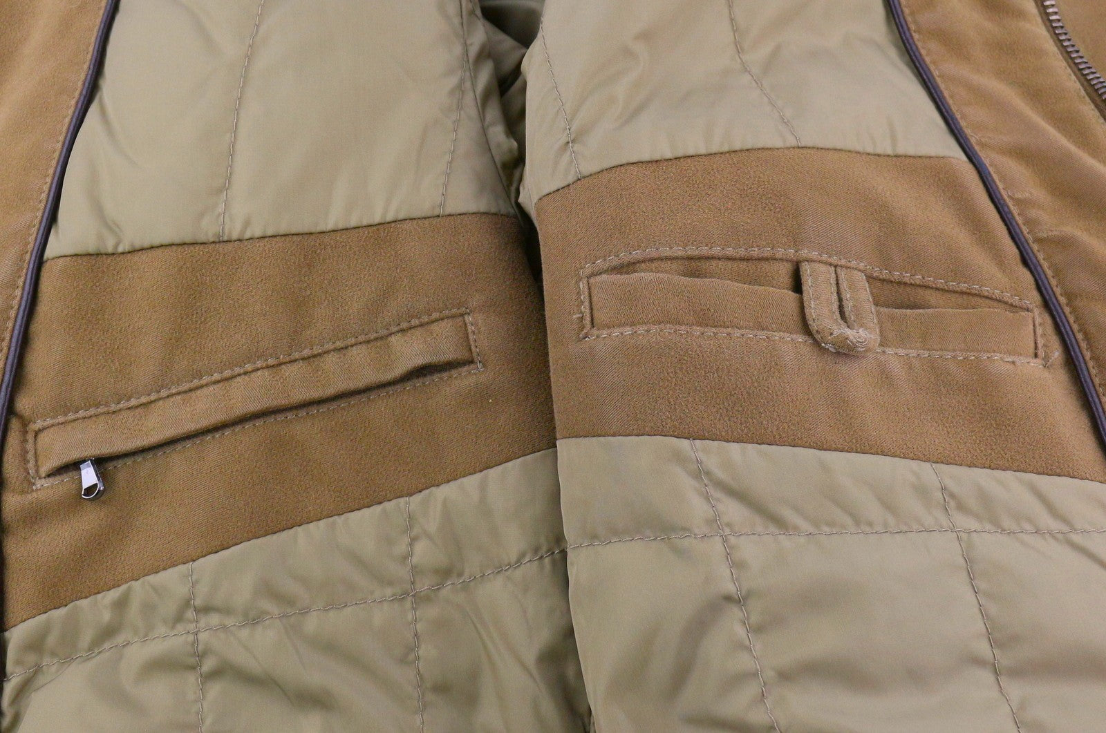 MONCLER Men Jacket XL Vintage Brown Full Zip Buttoned Down Filled High Neck